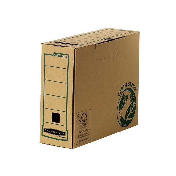 Fellowes Bankers Box Earth Caja de Archivo Definitivo A4 100mm - Montaje Manual - Carton Reciclado Certificacion FSC - Color Ma