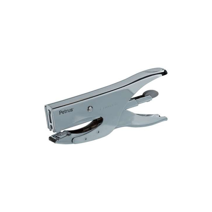 Petrus 222 Grapadora de Tenaza - Hasta 40 Hojas - Grapado Cerrado y Abierto - Diseño Ergonomico - Color Cromado