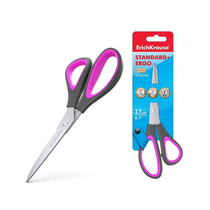 Erichkrause Tijeras Standard+ Ergo - Cuchillas de Acero Inoxidable - Afilado Doble Avanzado - Resistente a La Corrosion - Mango