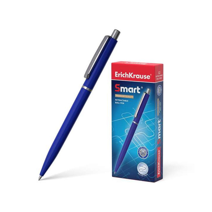 Erichkrause Boligrafo Automatico Smart - Recargable con Clip Metalico - Punta de 07mm - Tinta de Secado Rapido - Cuerpo Opaco y