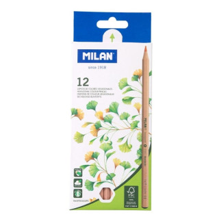 Milan Pack de 12 Lapices Hexagonales de Colores - Mina 2.9mm - Resistente a la Rotura - Madera Certificada FSC - Colores Surtid