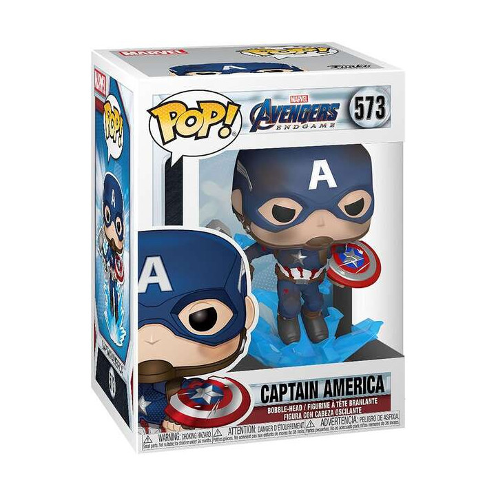 Funko Pop Marvel Avengers Endgame Capitan America con Escudo Roto y Mjolnir - Figura de Vinilo - Altura 9cm aprox.