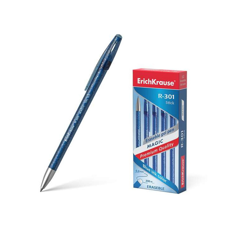 Erichkrause R-301 Magic Gel Boligrafo Borrable - Tinta Gel - Punta de 0.5mm - Trazo de 0.4mm - Cuerpo Semitransparente con Efec