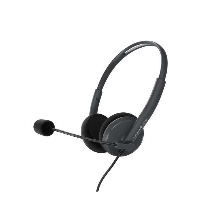 Energy Sistem Auriculares Office 2 - PC/Mac/Smartphone Compatible - 3.5mm Plug - Microfono con Brazo Retractil - Color Negro