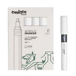 Carioca Plus Pack de 6 Marcadores Acrilicos - Punta 2mm - Color Blanco