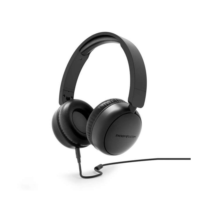 Energy Sistem Auriculares de Diadema - Plastico 100% Reciclado - Cable Extraible - Microfono - Asistente de Voz - Color Negro