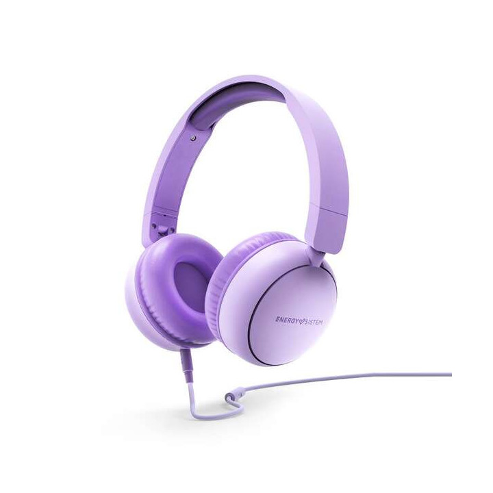 Energy Sistem Auriculares con Cable - Plastico 100% Reciclado - Cable Extraible - Microfono - Asistente de Voz - Color Violeta