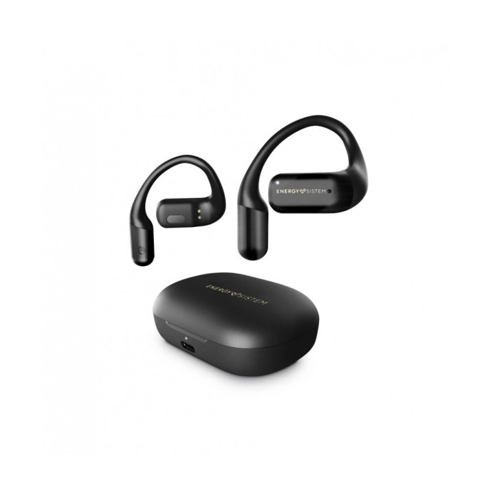 Energy Sistem OpenWave Auriculares True Wireless - 25 Horas de Autonomia - Resistentes al Agua - Sistema Secure Fit - Color Neg