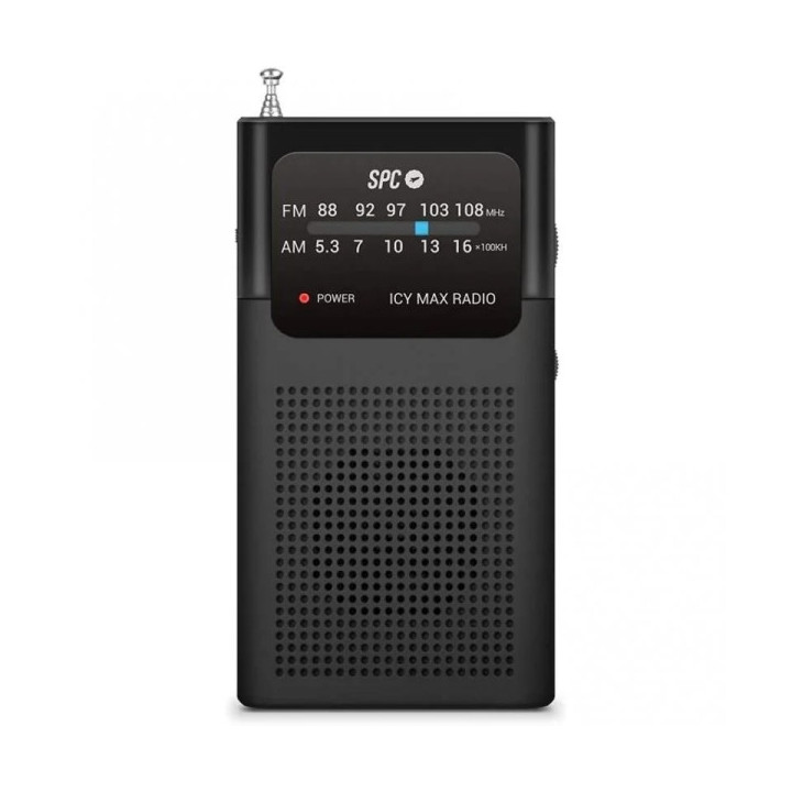 SPC Icy Max Radio Portatil Analogica FM/AM - Entrada Jack 3.5mm - Antena Telescopica - Alimentacion con Pilas - Color Negro