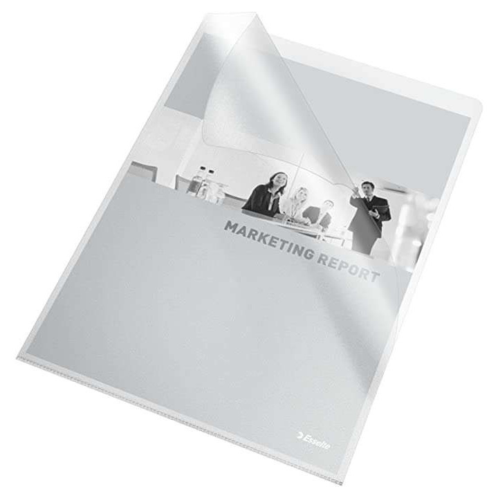 Esselte 30Q Caja de 100 Dossiers Uñero - Formato Folio - PVC Flexible - Grosor 140 Micras - Color Transparente