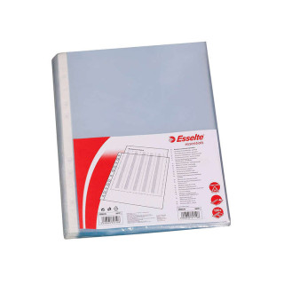 Esselte Pack de 100 Fundas Multitaladro Portadocumentos - Formato A4 - 16 Taladros - 80 Micras - Piel de Naranja - Color Transp