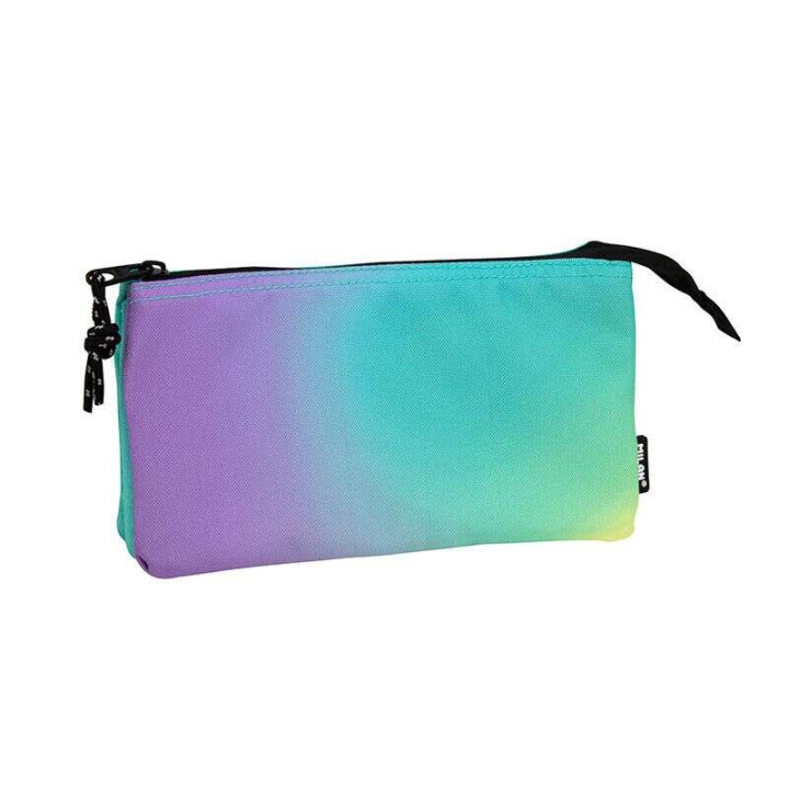 Milan Sunset Estuche Portatodo 5 Compartimentos - Tejido Resistente a las Roturas y Rasgaduras - Medidas 22x12x4cm - Color Turq