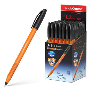 Erichkrause U-108 Boligrafo Clasico Orange - Punta de Bola 0.7mm - Trazo de 0.26mm - Tapa Ventilada - Cuerpo Opaco Naranja - Ul