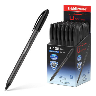 Erichkrause U-108 Boligrafo Clasico - Punta de Bola 1.0mm - Trazo de 0.3mm - Tapa Ventilada - Cuerpo Translucido y Tintado - Ul