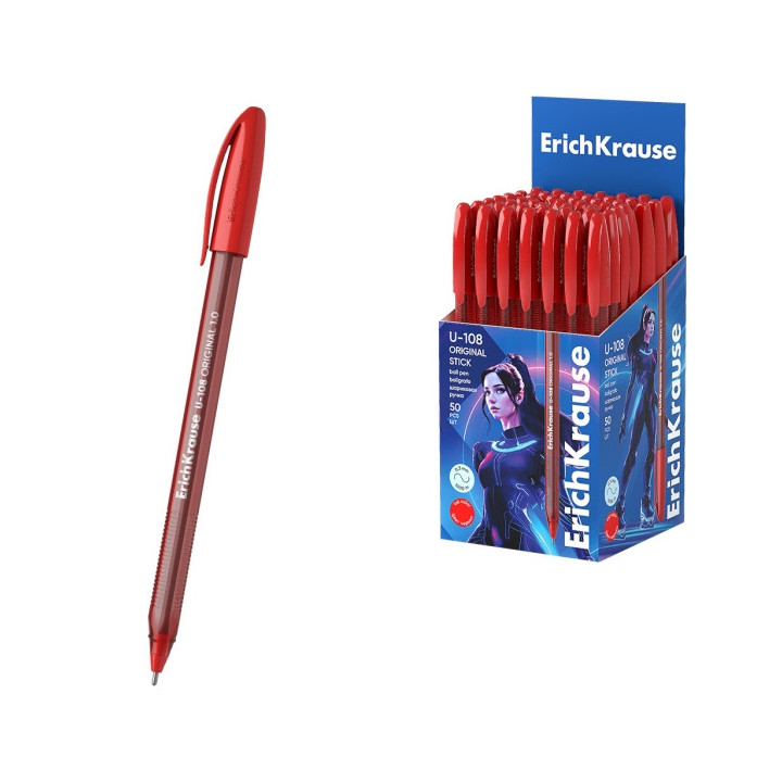 Erichkrause U-108 Boligrafo Clasico - Punta de Bola 1.0mm - Trazo de 0.3mm - Tapa Ventilada - Cuerpo Translucido y Tintado - Ul