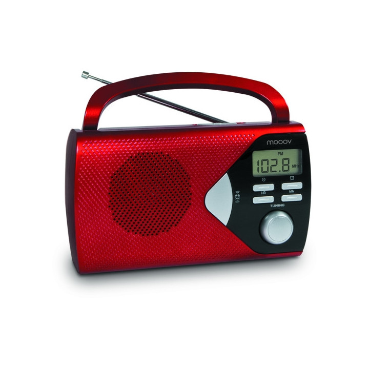 Metronic Radio Portatil AM/FM con Funcion Alarma - Pilas - Color Rojo