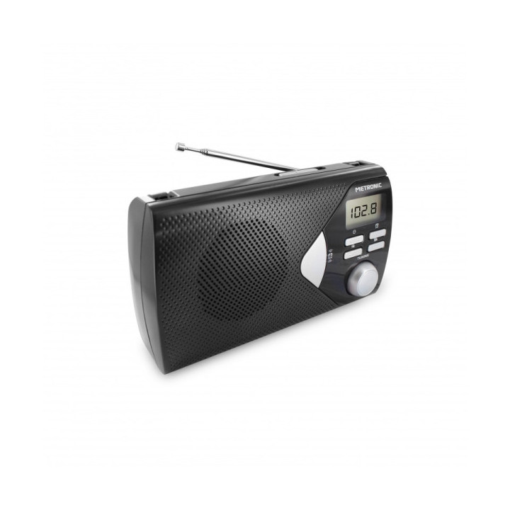Metronic Radio Portatil AM/FM con Funcion Alarma - Pilas - Color Negro