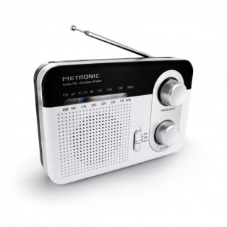 Metronic Radio Portatil AM/FM y Onda Larga - Colo blanco
