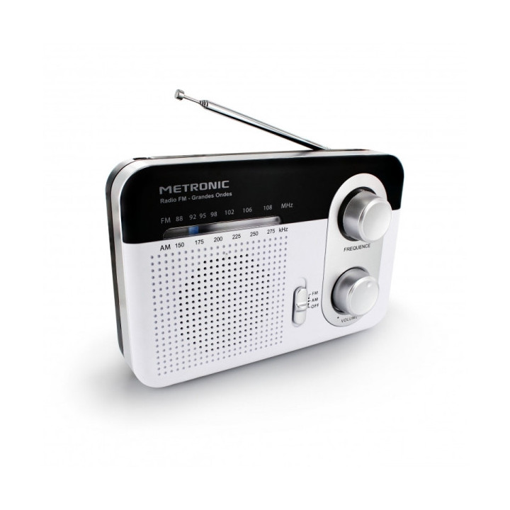 Metronic Radio Portatil AM/FM y Onda Larga - Colo blanco