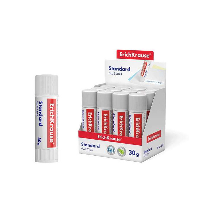 Erichkrause Standard Pegamento en Barra 30gr - Pegado Rapido y Confiable - Facil de Aclarar con Agua - Sin Disolventes - Apto p