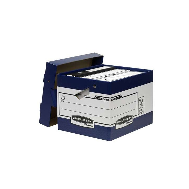 Fellowes Bankers Box Contenedor de Archivos con Asas Ergonomicas Ergo Box - Montaje Automatico Fastfold - Carton Reciclado Cert
