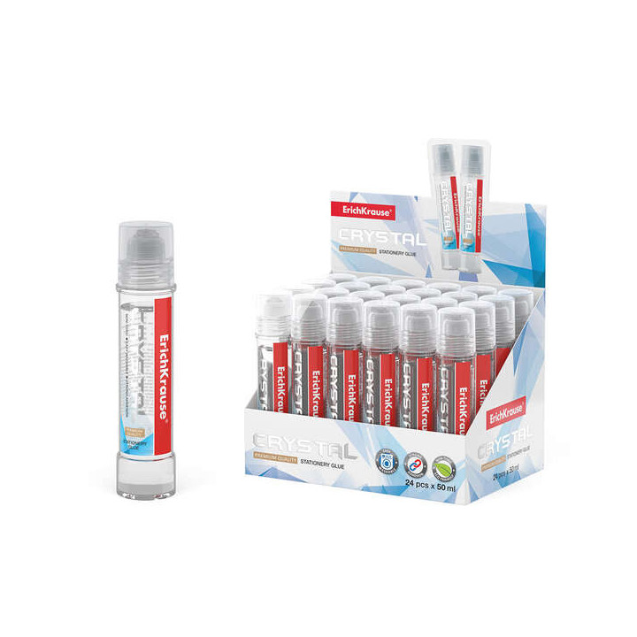 Erichkrause Crystal - Pegamento de Oficina de Alta Transparencia - Aplicador de Silicona Suave - No Toxico - Resistente al Frio