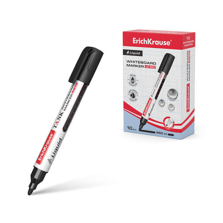 Erichkrause Liquid LW-600 Marcador de Pizarra Blanca - Tinta Liquida a Base de Alcohol - Punta en Forma de Bala - Ancho de Line