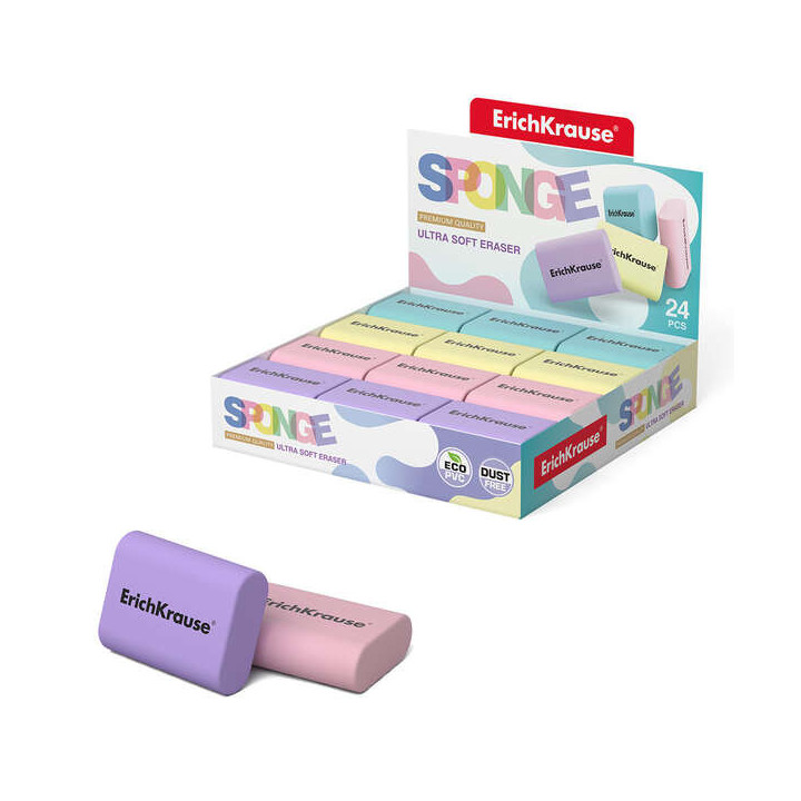 Erichkrause Sponge Goma de Borrar - Borrador Super Suave - Forma Ergonomica - Hipoalergenico Eco-Pvc - Color Blanco