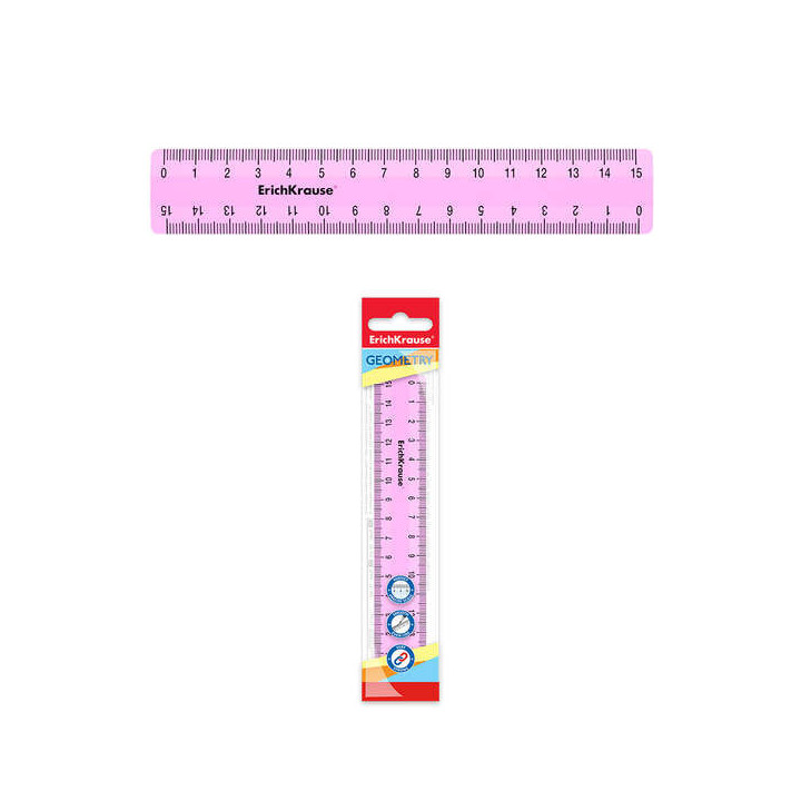 Erichkrause Regla Pastel - 15cm - Rosa - Bolsa de Polietileno