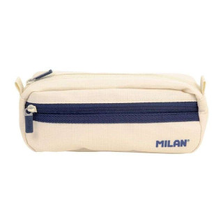 Milan Coleccion 430 Estuche Portatodo Rectangular 2 Compartimentos - Tejido Resistente a las Roturas y Rasgaduras - Medidas 21x