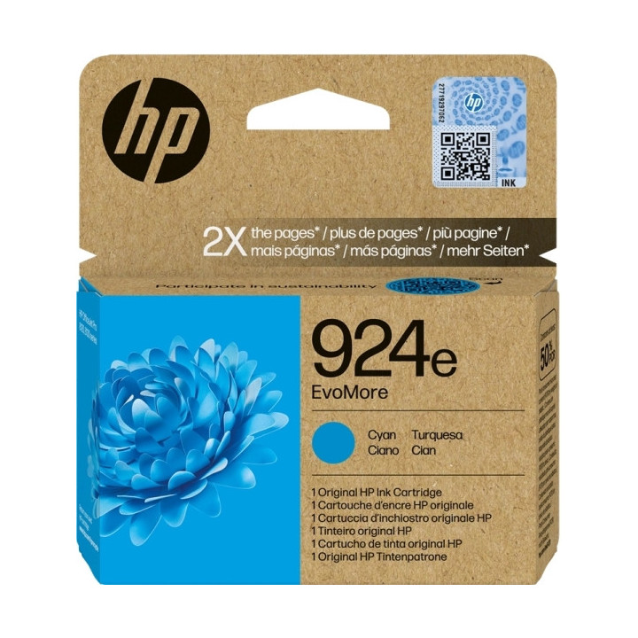 HP 924e XL Cyan Cartucho de Tinta Original - 4K0U7NE