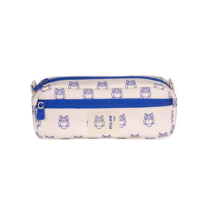 Milan Coleccion 460 Portatodo Rectangular - 2 Compartimentos con Cremallera - Color Beige/Azul