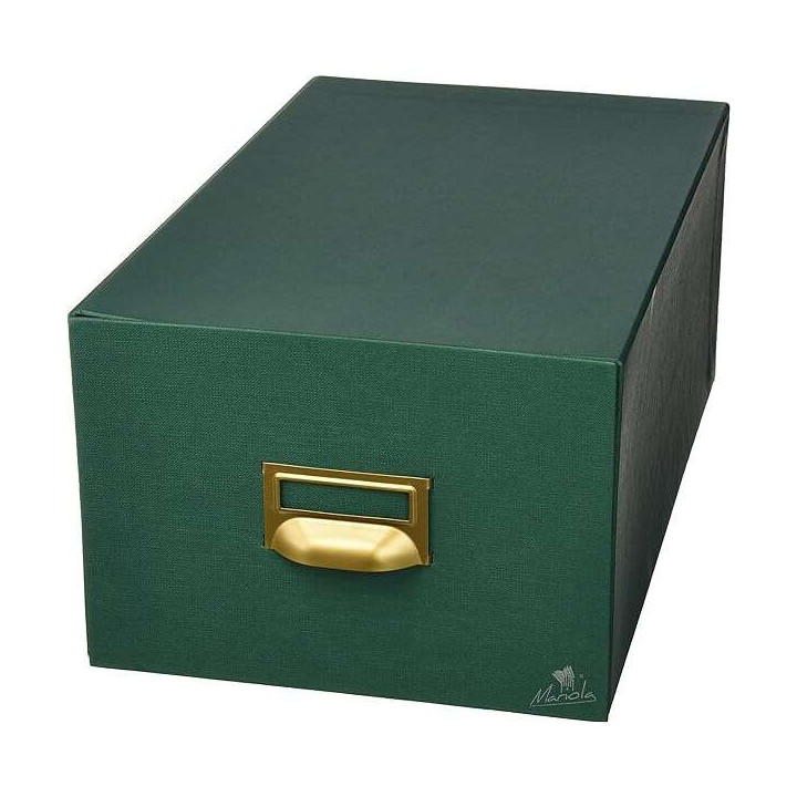 Mariola Fichero Carton Forrado en Geltex Nº5 para 500 Fichas - Medidas 250x190x250mm - Resistente y Duradero - Color Verde