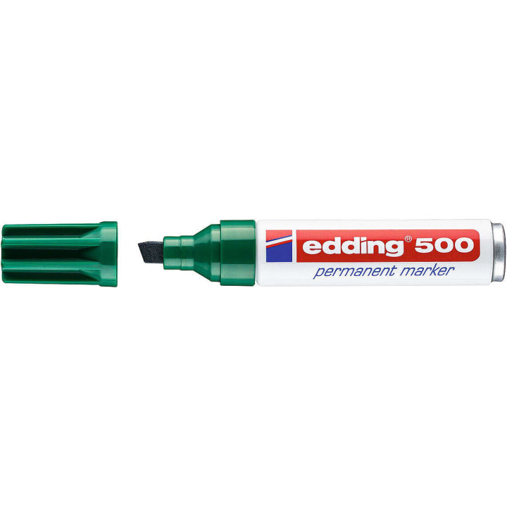 Edding 500 Rotulador Permanente - Punta Biselada - Trazo entre 2 y 7 mm. - Recargable - Secado Instantaneo - Color Verde