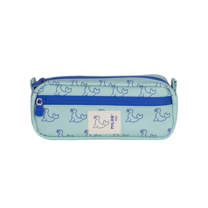 Milan Coleccion 460 Portatodo Rectangular - 2 Compartimentos con Cremallera - Color Verde/Azul