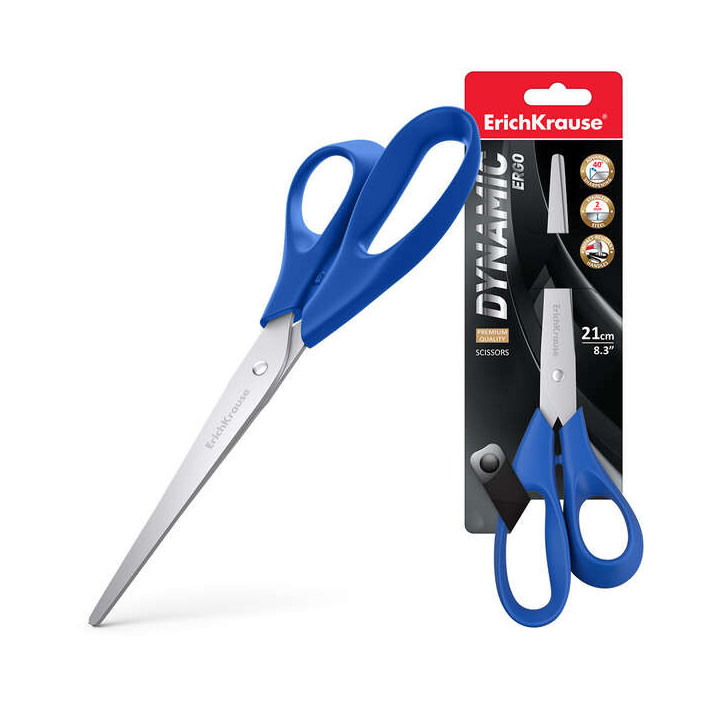 Erichkrause Dynamic Tijeras de Acero Inoxidable 21cm - Afilado Doble Avanzado - Resistente a la Corrosion - Mangos Ergonomicos