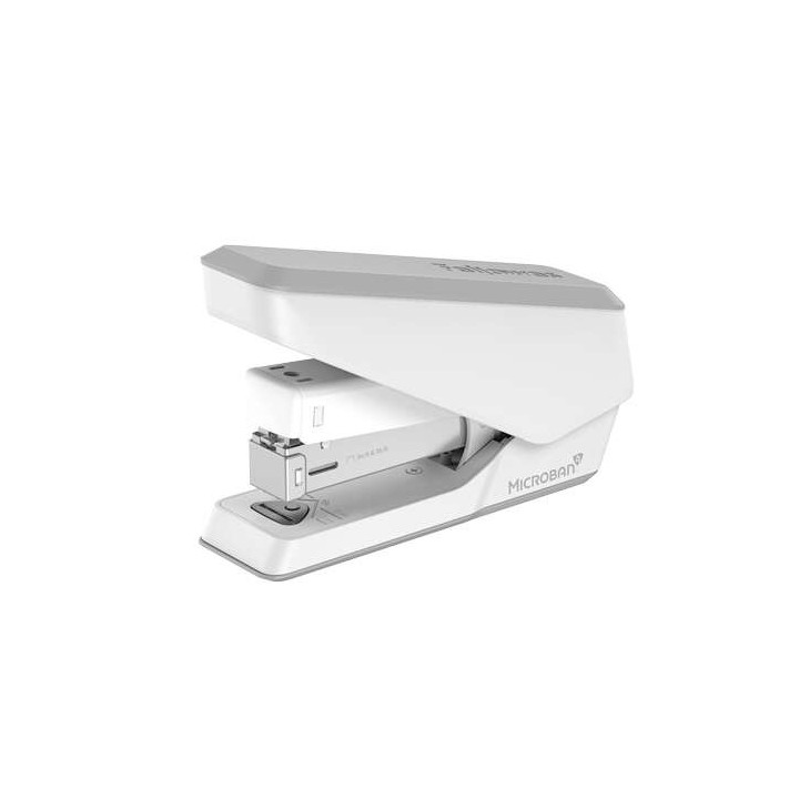 Fellowes LX840 Grapadora con Proteccion Microban - Hasta 25 Hojas - Quitagrapas Extraible - Visor de Grapas - Color Blanco