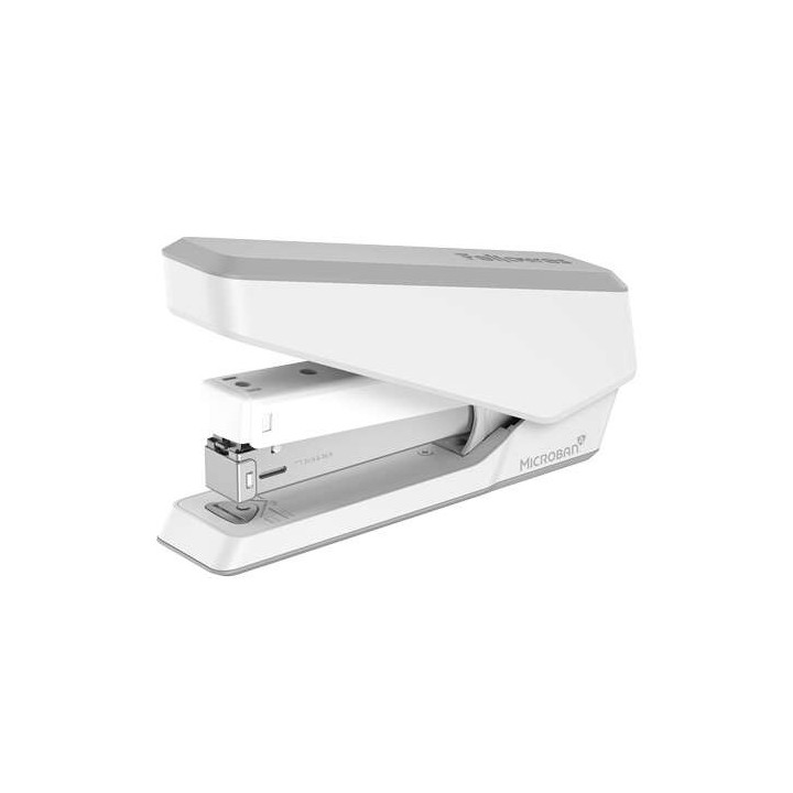 Fellowes LX850 Grapadora con Proteccion Microban - Hasta 25 Hojas - Quitagrapas Extraible - Visor de Grapas - Color Blanco