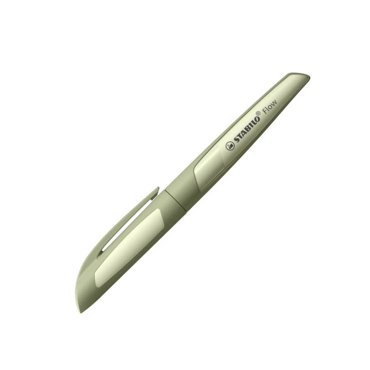 Stabilo Flow Monochrome Pluma Estilografica Recargable - Punta M de Alta Calidad - Agarre Ergonomico - Incluye Cartucho Azul Re