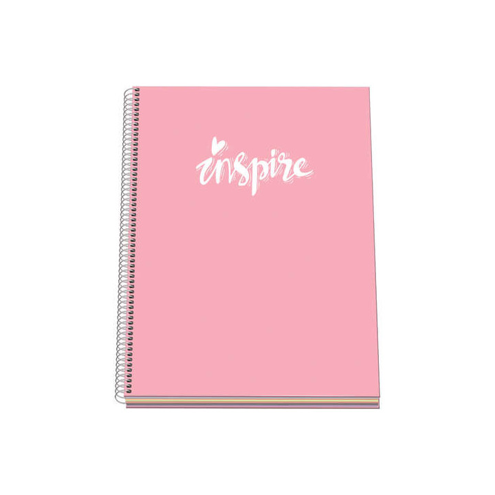Dohe Serie Pastel Cuaderno con Espiral - Tamaño A4 de 100 Hojas 90gr - Hojas Microperforadas con 4 Taladros - Cuadricula 5mm -