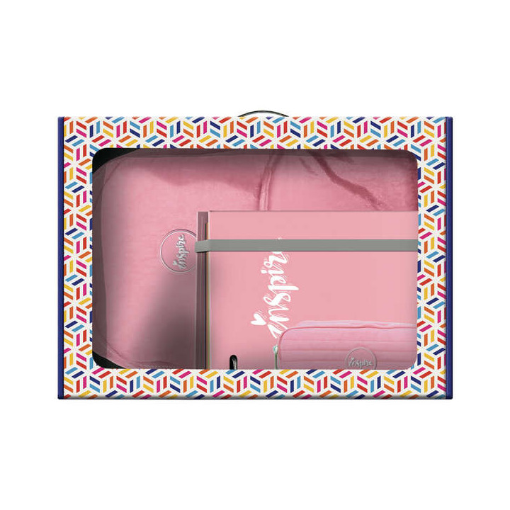 Dohe Serie Pastel Pack de Mochila Mediana + Portatodo Doble + Carpeta de 4 Anillas Formato A4 con Recambio de 100 Hojas - Color