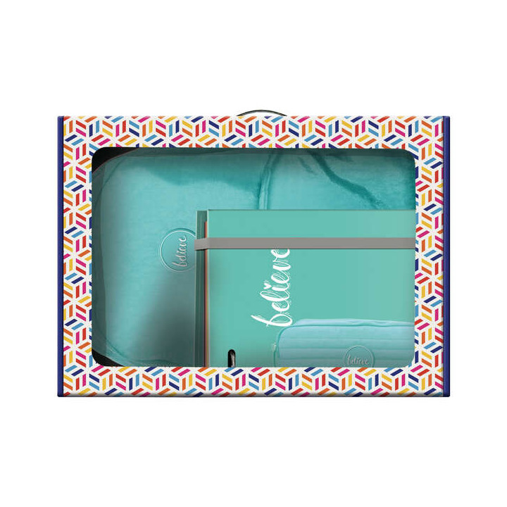 Dohe Serie Pastel Pack de Mochila Mediana + Portatodo Doble + Carpeta de 4 Anillas Formato A4 con Recambio de 100 Hojas - Color