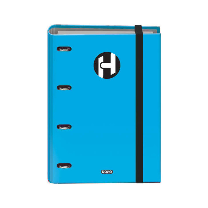 Dohe Serie Icon Carpeta de 4 Anillas Formato A4 con Recambio de 100 Hojas de 90 gr y 4 Taladros - Cierre con Goma Elastica - An