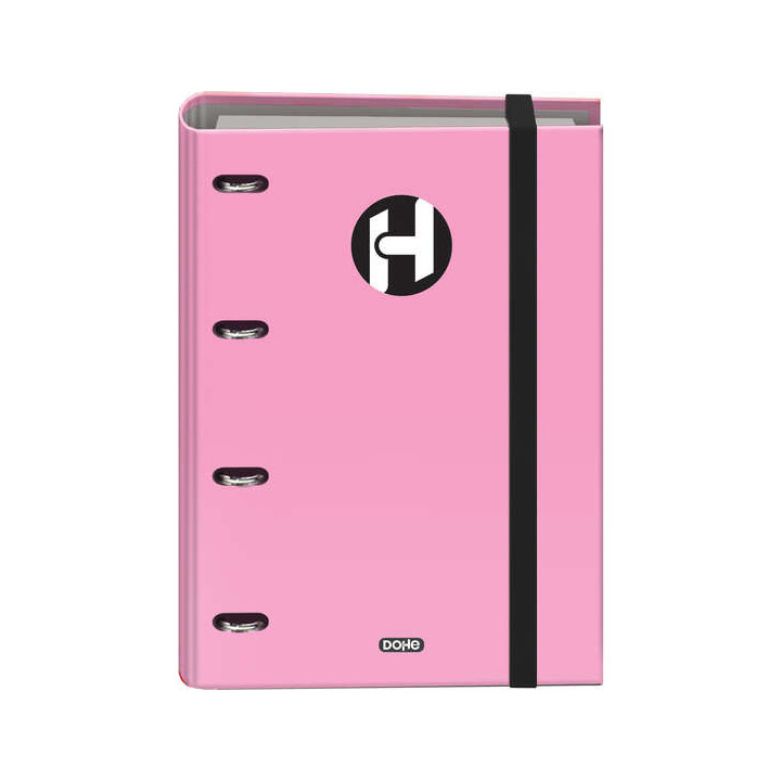 Dohe Serie Icon Carpeta de 4 Anillas Formato A4 con Recambio de 100 Hojas de 90 gr y 4 Taladros - Cierre con Goma Elastica - An