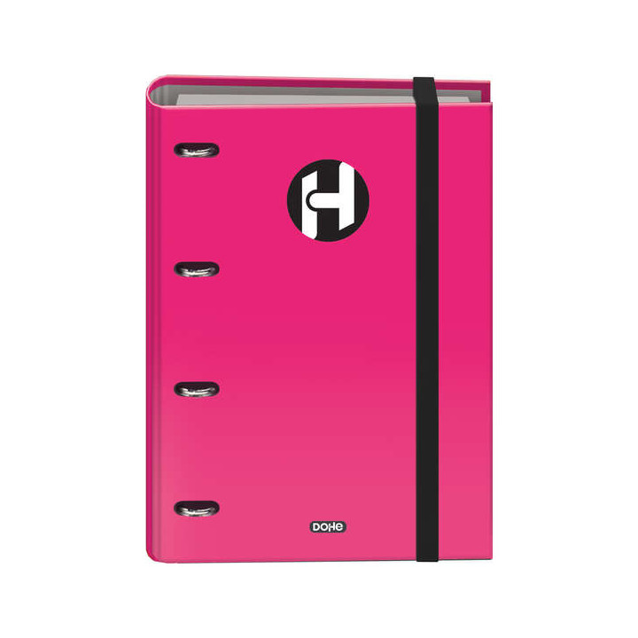 Dohe Serie Icon Carpeta de 4 Anillas Formato A4 con Recambio de 100 Hojas de 90 gr y 4 Taladros - Cierre con Goma Elastica - An