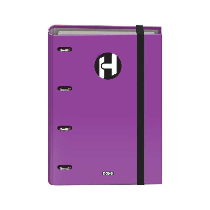 Dohe Serie Icon Carpeta de 4 Anillas Formato A4 con Recambio de 100 Hojas de 90 gr y 4 Taladros - Cierre con Goma Elastica - An