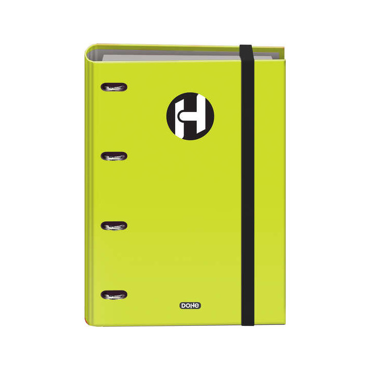 Dohe Serie Icon Carpeta de 4 Anillas Formato A4 con Recambio de 100 Hojas de 90 gr y 4 Taladros - Cierre con Goma Elastica - An
