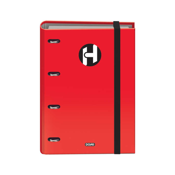 Dohe Serie Icon Carpeta de 4 Anillas Formato A4 con Recambio de 100 Hojas de 90 gr y 4 Taladros - Cierre con Goma Elastica - An