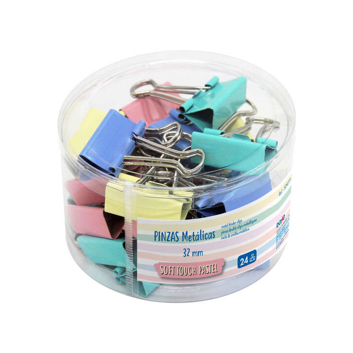 Dohe Bote de 24 Pinzas Metalicas de 32mm - Colores Pastel Surtidos