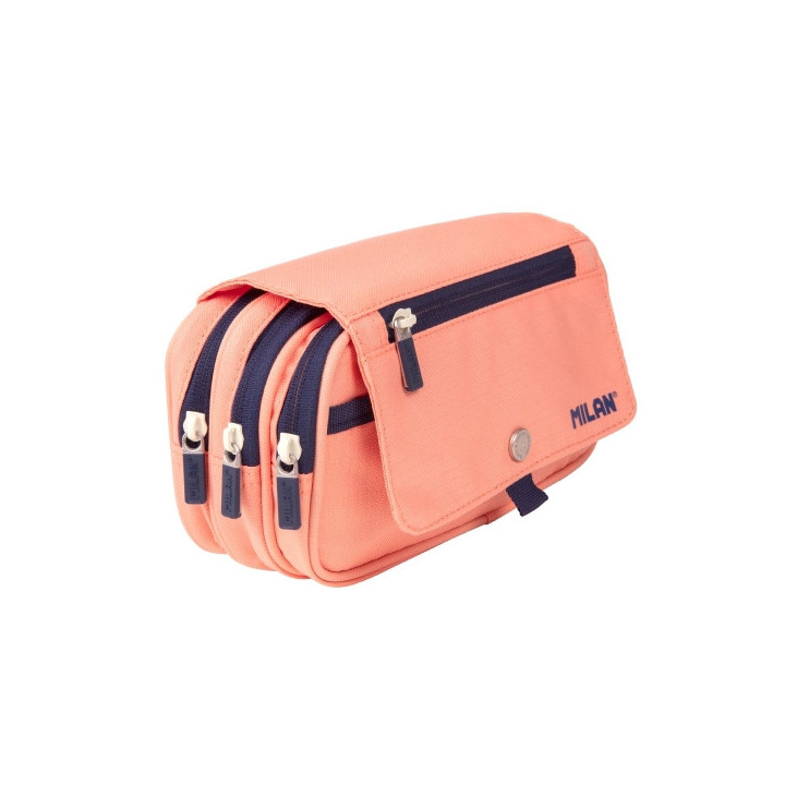 Milan Coleccion 430 Portatodo de Gran Capacidad - 3 Bolsillos con Cremallera y Un Pequeño Bolsillo Frontal - Color Rosa